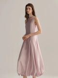 Elegant bubble skirt pinkish-purple sleeveless dress
