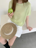 Light Green Knit Short-Sleeve Top